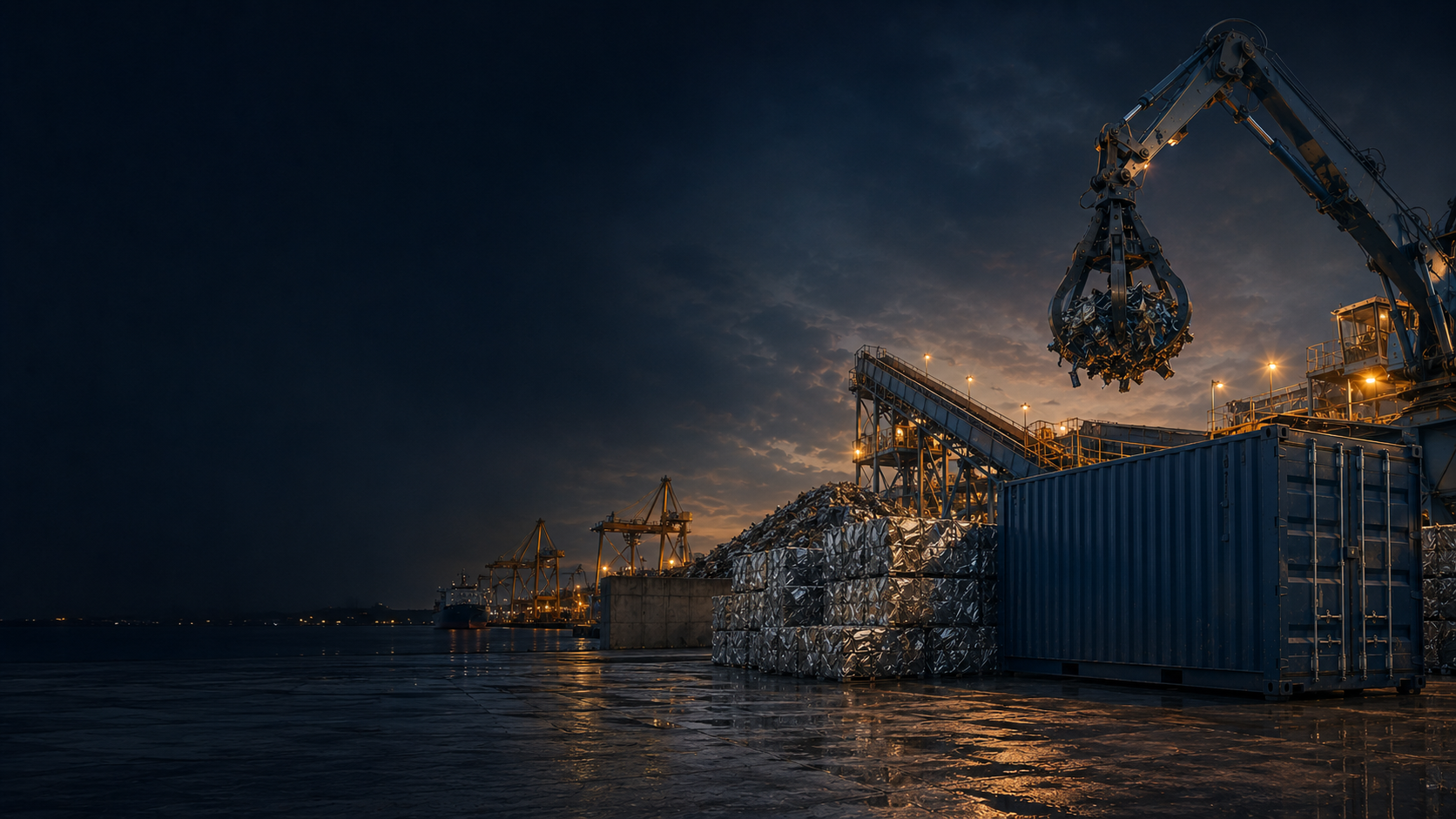 Recyclable metals moving through an international port network
